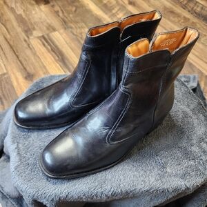 French Shriner Black Leather Men's Side Zip Boots, Size 8 W